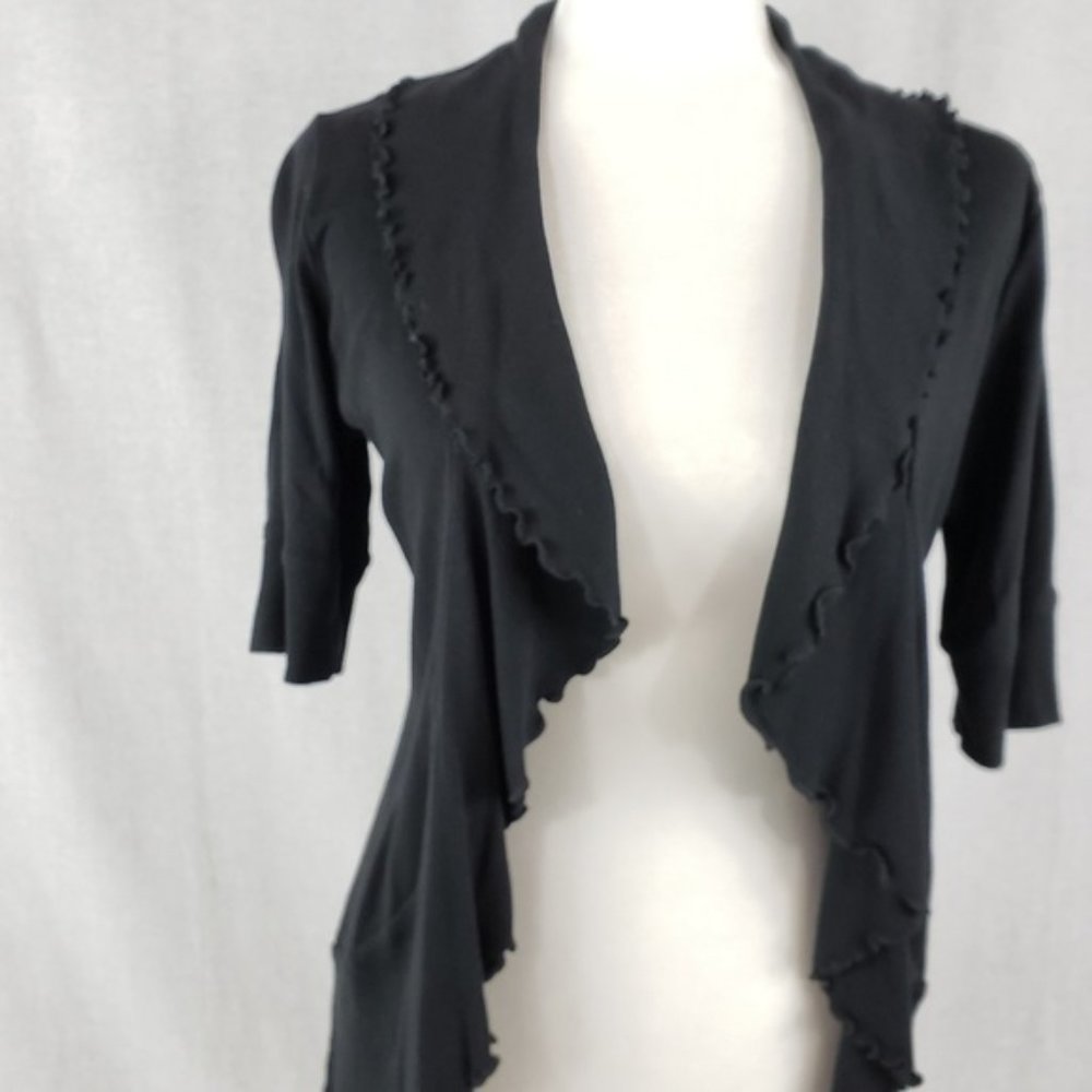 Express Sexy Basic Grey Waterfall Ruffle Shrug, Cardigan, cover up XS